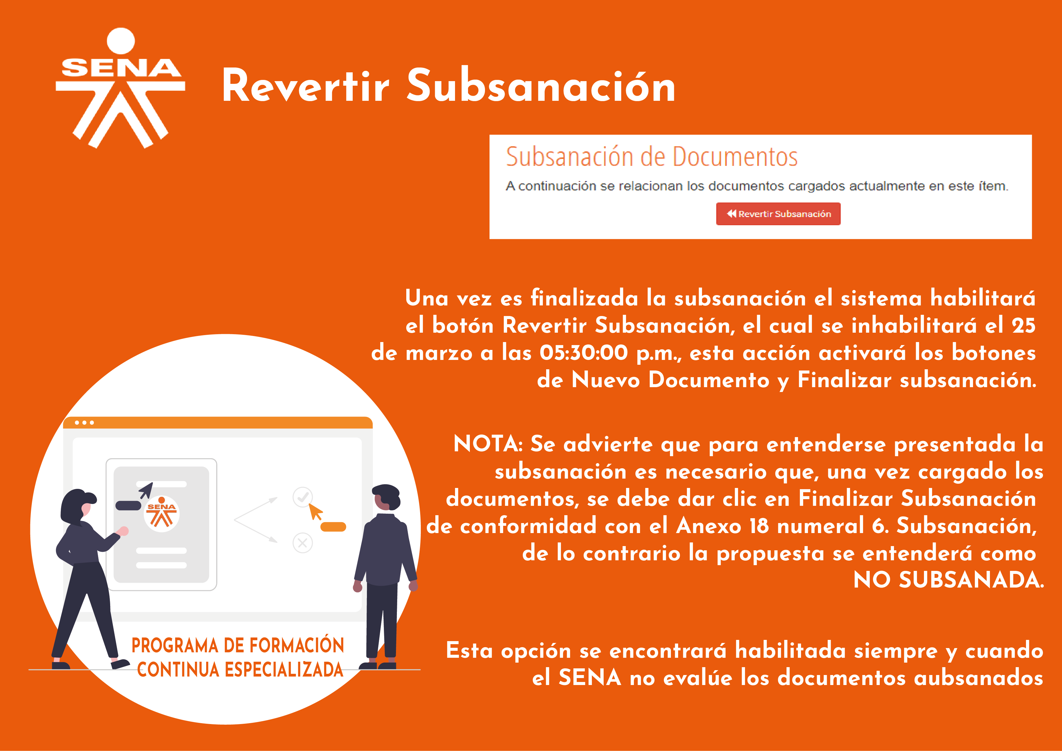 Revertir subsanación