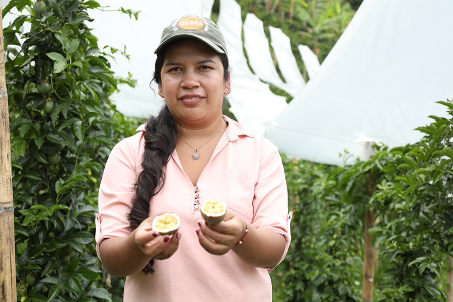 Rocío es una mujer campesina que hoy se siente realizada con su cultivo de gulupa, fruta que envía a distintas latitudes del pla