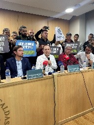 ministro de Trabajo Antonio Sanguino, Óscar Andrés Maldonado Mora director del SENA Caldas y autoridades nacionales y locales en