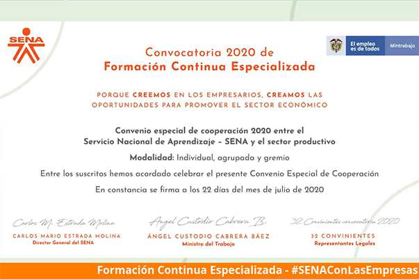 El SENA inicia la ejecución de los proyectos 2020 del Programa de  Formación Continua Especializada