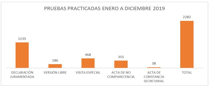 Imagen descriptiva de las pruebas practicadas enero a diciembre 2019